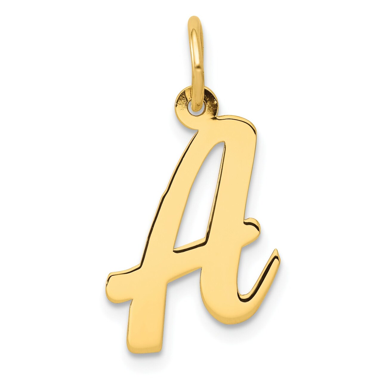 14K Yellow Gold Medium Script Initial Letter A Charm Jewerly 19mm x 11mm